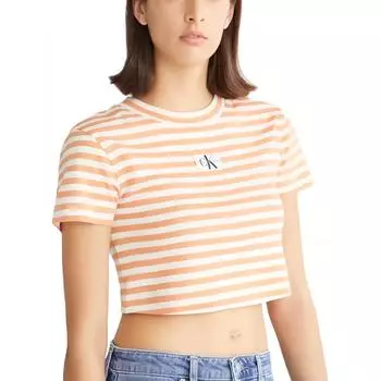 Женская футболка CALVIN KLEIN цвета слоновой кости/тропического апельсина