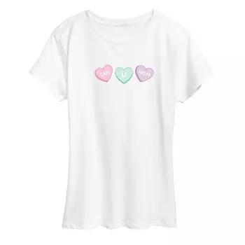 Женская футболка Can U Not Conversation Hearts с рисунком Licensed Character, белый