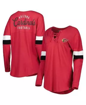 Женская футболка Cardinal Arizona Cardinals Athletic Varsity со шнуровкой и длинными рукавами New Era, красный