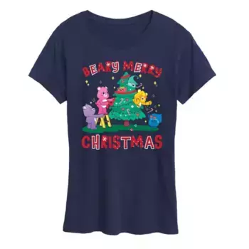 Женская футболка Care Bears с новогодним принтом "Beary Merry Christmas" Licensed Character, синий