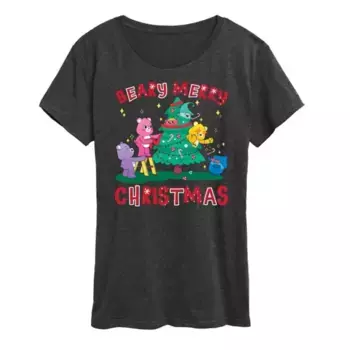 Женская футболка Care Bears с новогодним принтом "Beary Merry Christmas" Licensed Character, серый
