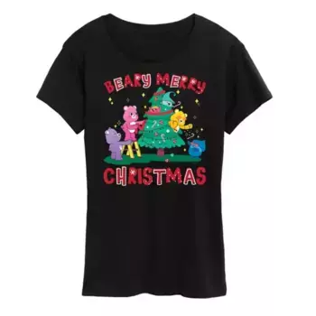 Женская футболка Care Bears с новогодним принтом "Beary Merry Christmas" Licensed Character, черный