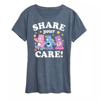 Женская футболка Care Bears с принтом "Делись заботой" Licensed Character, синий