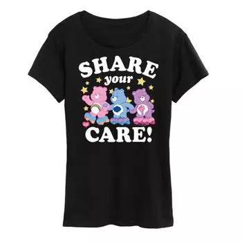 Женская футболка Care Bears с принтом "Делись заботой" Licensed Character, черный