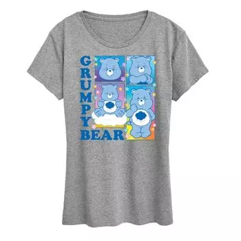 Женская футболка Care Bears с принтом Grumpy Bear в клетку Licensed Character, серый