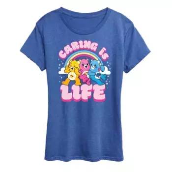 Женская футболка Care Bears с принтом "Забота — это жизнь" Licensed Character, синий