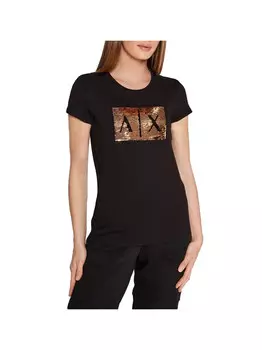 Женская футболка черная/золотая Armani Exchange