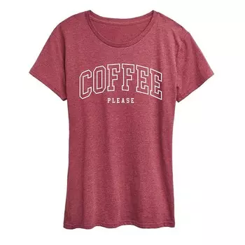 Женская футболка Coffee Please с рисунком Licensed Character, цвет Heather Dark Red
