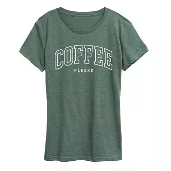 Женская футболка Coffee Please с рисунком Licensed Character, цвет Heather Green