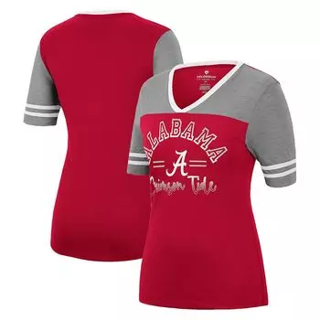 Женская футболка Colosseum Crimson/Heathed Grey Alabama Crimson Tide There You Are с v-образным вырезом Colosseum