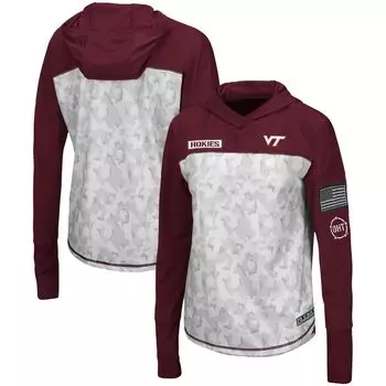 Женская футболка Colosseum Grey/Maroon Virginia Tech Hokies OHT Military Appreciation Mission Arctic Camo, толстовка с длинным рукавом и футболкой Colosseum