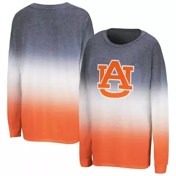 Женская футболка Colosseum Heather Navy/Heather Orange Auburn Tigers Winkle Dip-Dye с длинными рукавами Colosseum