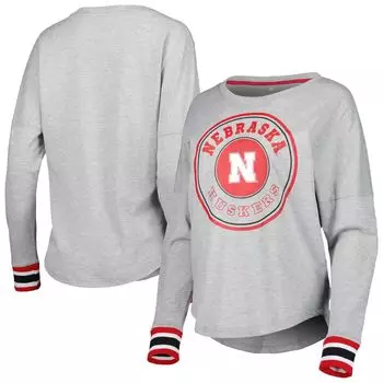 Женская футболка Colosseum Heathered Grey Nebraska Huskers Andy с длинными рукавами Colosseum