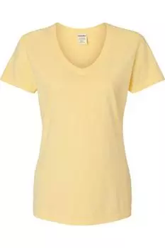 Женская футболка ComfortWash by Hanes Garment-Dyed с V-образным вырезом, цвет summer squash yellow