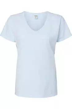 Женская футболка ComfortWash by Hanes Garment-Dyed с V-образным вырезом, цвет soothing blue
