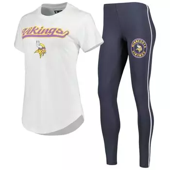 Женская футболка Concepts Sport белая/темно-угольная футболка Minnesota Vikings Sonata и леггинсы для сна