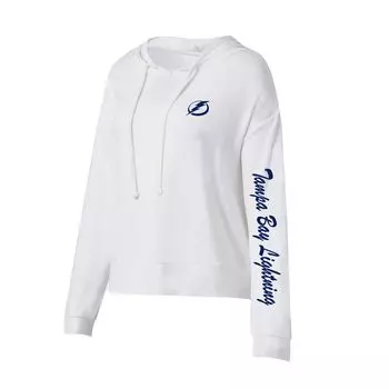Женская футболка Concepts Sport белого цвета с капюшоном Tampa Bay Lightning Accord Hacci с длинными рукавами
