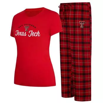 Женская футболка Concepts Sport красная/черная футболка Texas Tech Red Raiders Arctic и фланелевые брюки для сна