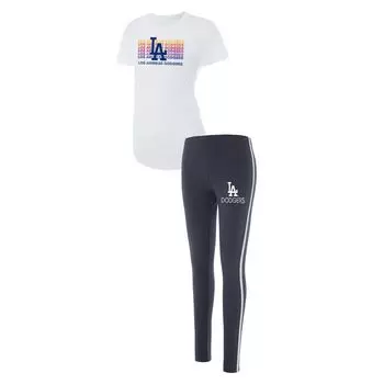 Женская футболка Concepts Sport угольного/белого цвета с футболкой и леггинсами Los Angeles Dodgers Sonata для сна