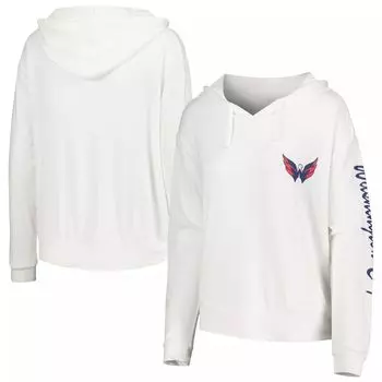 Женская футболка Concepts Sport White Washington Capitals Accord Hacci с капюшоном и длинными рукавами