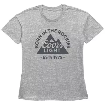 Женская футболка Coors Light Born In The Rockies с рисунком Licensed Character, цвет Heather Gray