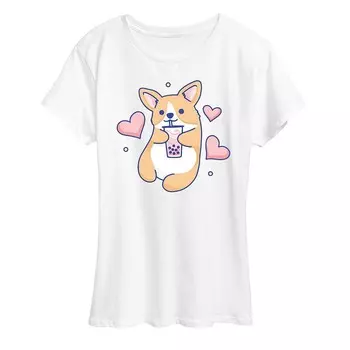 Женская футболка Corgi с рисунком Boba Licensed Character, белый