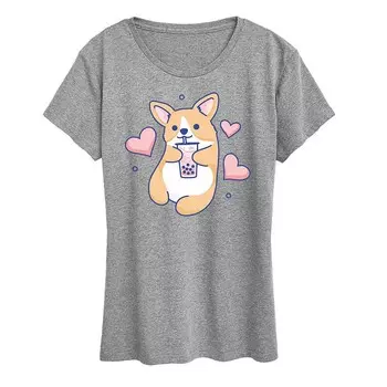 Женская футболка Corgi с рисунком Boba Licensed Character, цвет Heather Gray