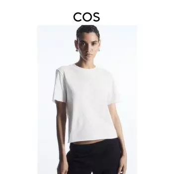 Женская футболка Cos с коротким круглым вырезом, белый