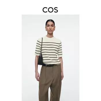 Женская футболка Cos с круглым вырезом в полоску, белый