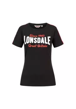 Женская футболка CREGGAN LONSDALE, цвет Black/red/white