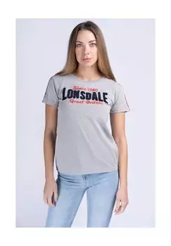 Женская футболка CREGGAN LONSDALE, цвет Marl Grey/navy/red