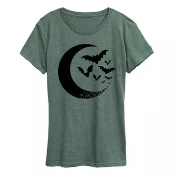 Женская футболка Crescent Moon Bats Halloween Licensed Character, зеленый