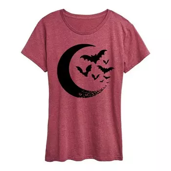 Женская футболка Crescent Moon Bats Halloween Licensed Character, красный