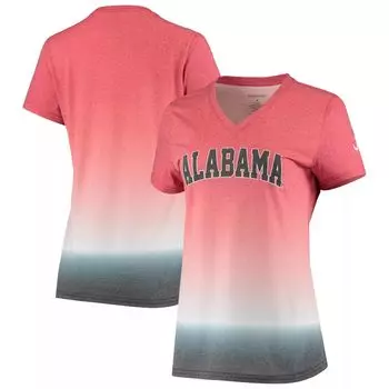 Женская футболка Crimson Alabama Crimson Tide с V-образным вырезом и эффектом омбре
