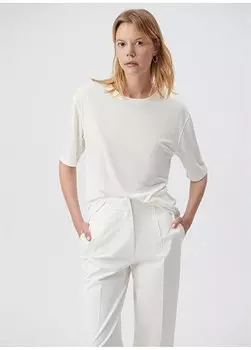 Женская футболка цвета экрю с круглым вырезом M1611897-70057-ФУТБОЛКА С КРУГЛЫМ ВЫРЕЗОМ Mavi, экрю