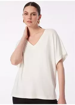 Женская футболка цвета экрю с круглым вырезом 1091305 Network, экрю