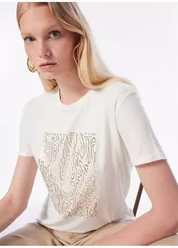 Женская футболка цвета экрю с круглым вырезом 1091323 Network, экрю