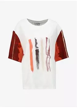 Женская футболка цвета экрю с круглым вырезом U68621 Faik Snmez, экрю