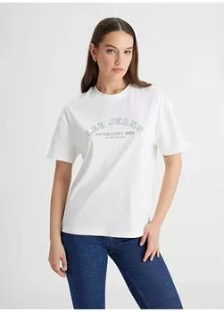 Женская футболка цвета экрю с круглым вырезом LI04EHX1TOA74-Футболка с круглым вырезом Lee, экрю