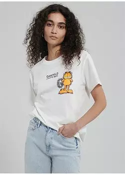 Женская футболка цвета экрю с круглым вырезом M1612268-70057-ФУТБОЛКА С ПРИНТОМ GARFIELD Mavi, экрю