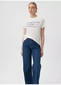 Женская футболка цвета экрю с круглым вырезом Mavi