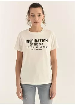 Женская футболка цвета экрю с круглым вырезом Mavi