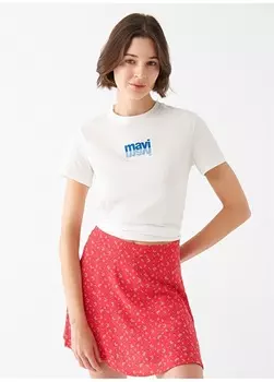 Женская футболка цвета экрю с круглым вырезом Mavi