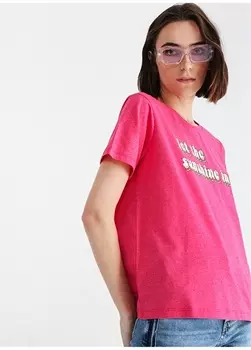 Женская футболка цвета фуксии с круглым вырезом Aeropostale