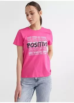 Женская футболка цвета фуксии с круглым вырезом Fabrika