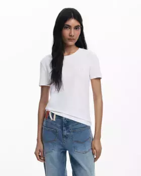 Женская футболка "D" со стразами Desigual, белый