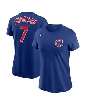 Женская футболка dansby swanson royal chicago cubs с именем и номером Nike