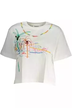 Женская футболка Desigual Chic с контрастным принтом, белый