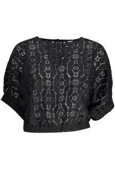 Женская футболка Desigual укороченная ажурная, черный