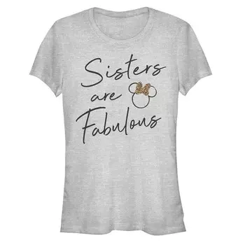 Женская футболка Disney Minnie Sisters Are Fabulous с принтом гепарда и бантом Licensed Character, цвет Athletic Heather